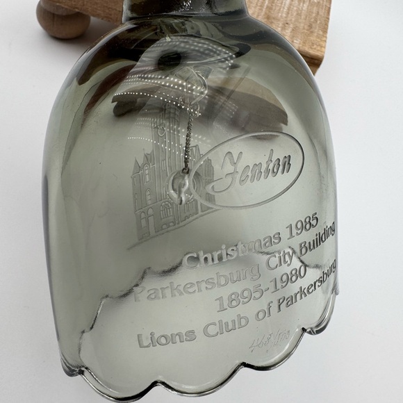 Fenton Elegant Gray Glass Bell with Inscription - Picture 6 of 7